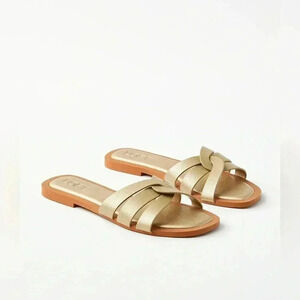 LOFT Strappy Leather Slide Sandals